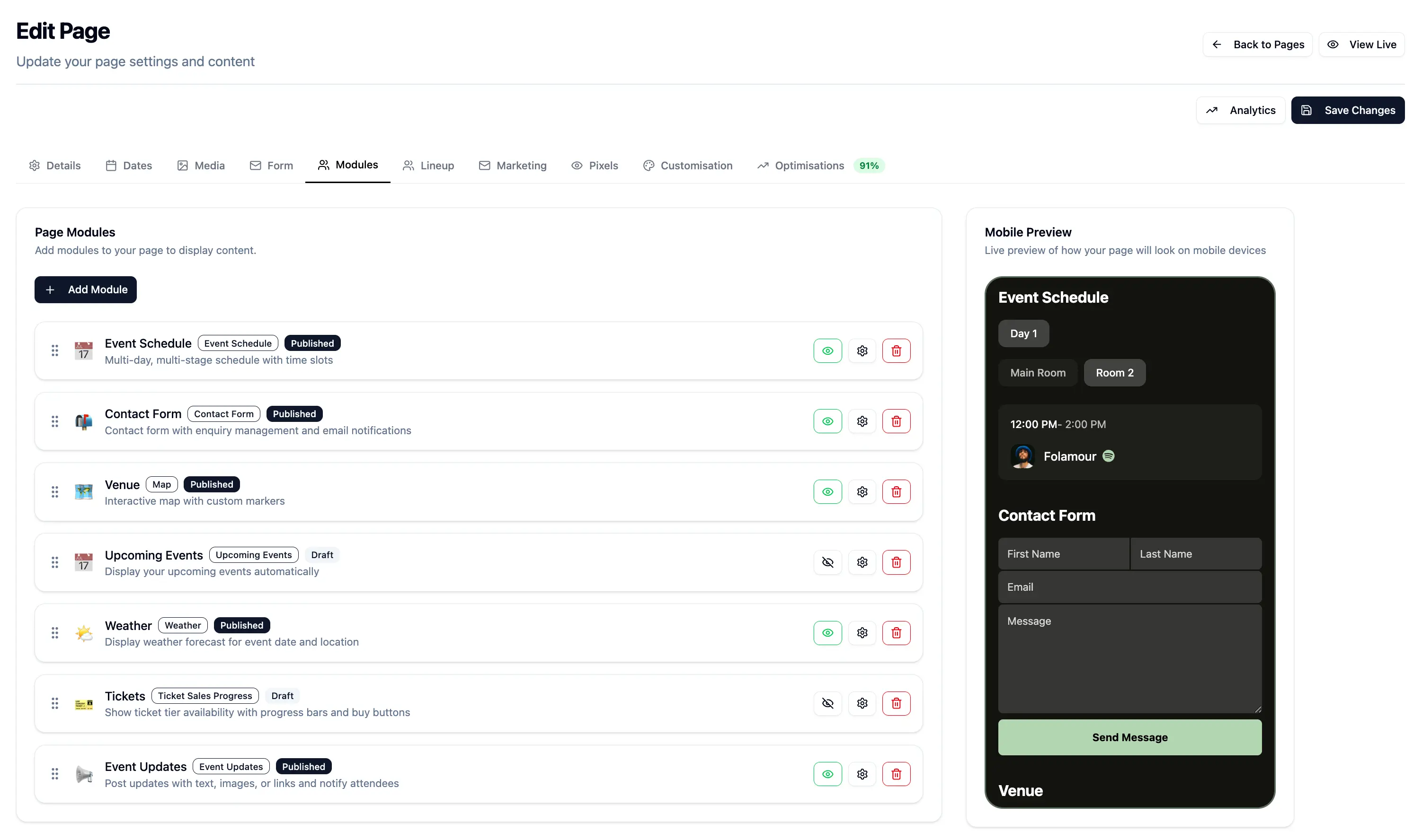 Module builder interface
